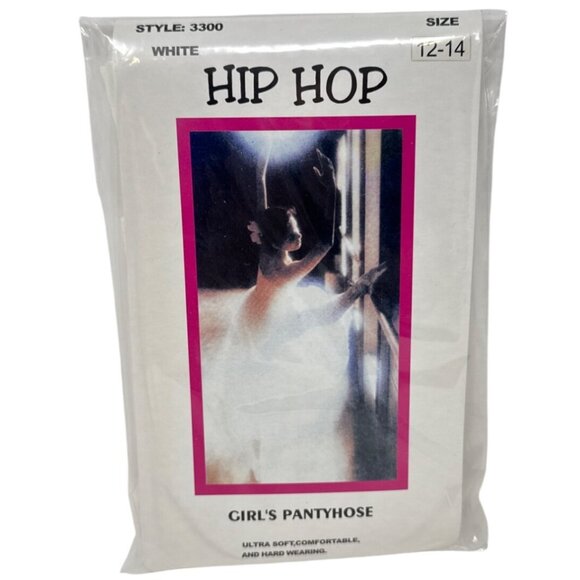 Girls Pantyhose Hip Hop Style 12-14 White - Picture 1 of 2